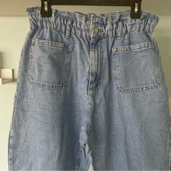 Zara High Rise Paperbag Tapered Balloon Style Light Blue Jeans - Picture 3 of 12